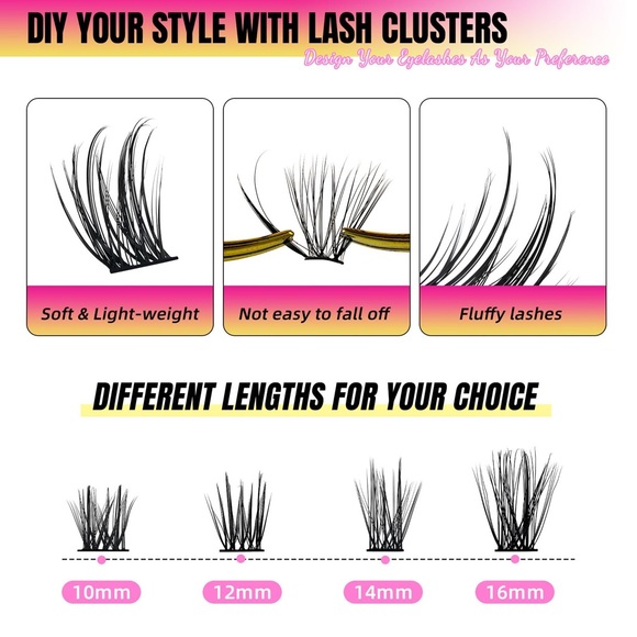 DIY Lash Extension Kit w/72 Pcs D Curl Cluster Lashes Bond & Seal Lashes Remover - Picture 3 of 9